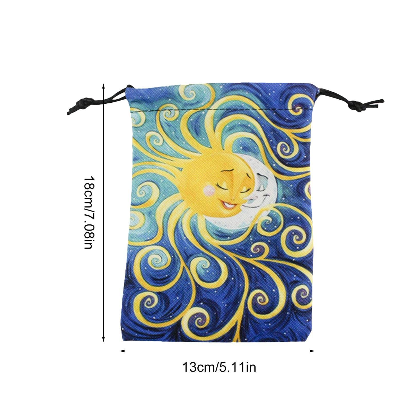 Pochette Tarot Velours 13x18 Cm – Sac De Rangement Avec Cordon – Étui Protection Cartes Oracle / Tarot Standard – Motif Élégant