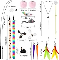 Vista 5 de Soarer 4-in-1 Interactive Cat Feather Toys,12Pcs Durable Fishing Pole Cats Feathers Toy Replacements,Enhanced Suction Cup Cats Wand Toy,2 Types Door