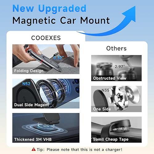 Miniatura 6 de Soporte magnético para teléfono para automóvil, soporte MagSafe para automóvil con imanes fuertes de doble cara, soporte ajustable para teléfono