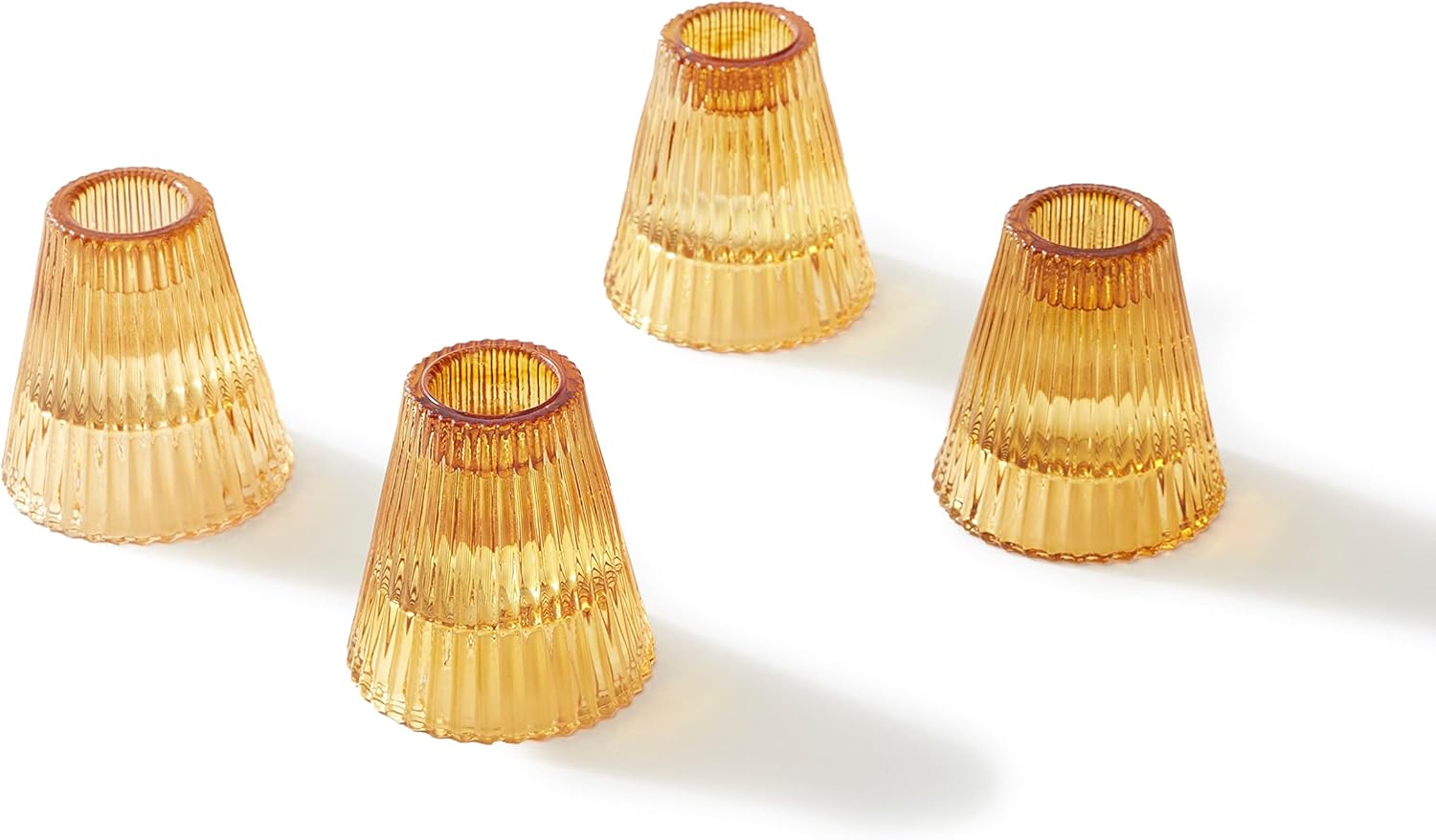 LampLust Glass Candle Holders for Votive Candles, 4 Pack, 3 Inch Amber Candle Holders, Reversible Votive & Candlestick Holders for Spring Decor, Table Centerpieces, Wedding & Home Decoration - Image 8
