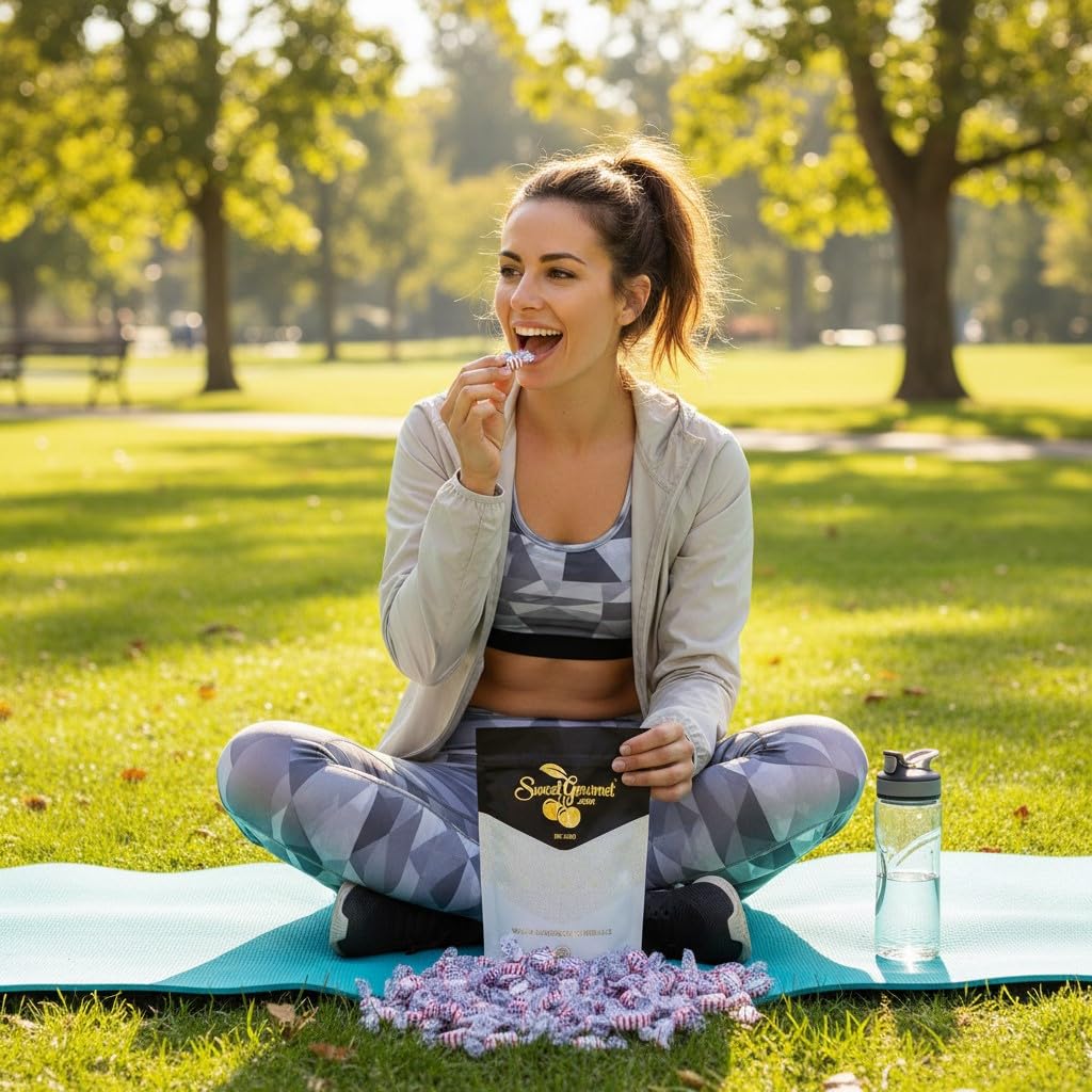 SweetGourmet Sugar-Free Peppermint Hard Candy, Wrapped Starlight Mints, 2 Pound, Natural Flavor, Gluten-Free, Fat-Free, 180 Pieces