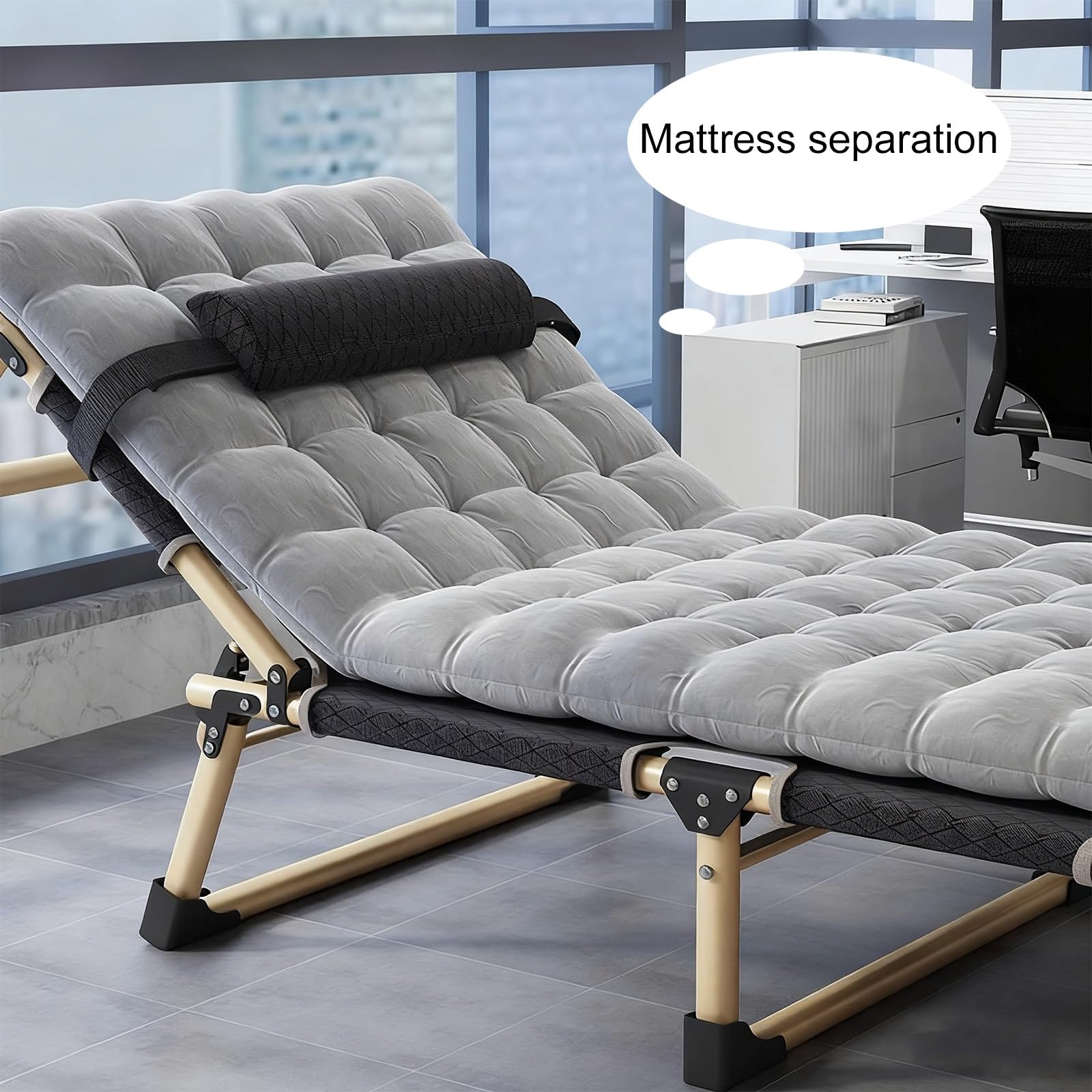 Letto a Scomparsa con Mobile Multifunzionale, Letto Pieghevole, Lettino Portatile e Leggero con Cuscino per Adulti, Nessuna Installazione Richiesta, per Viaggi All'aperto, Escursionismo