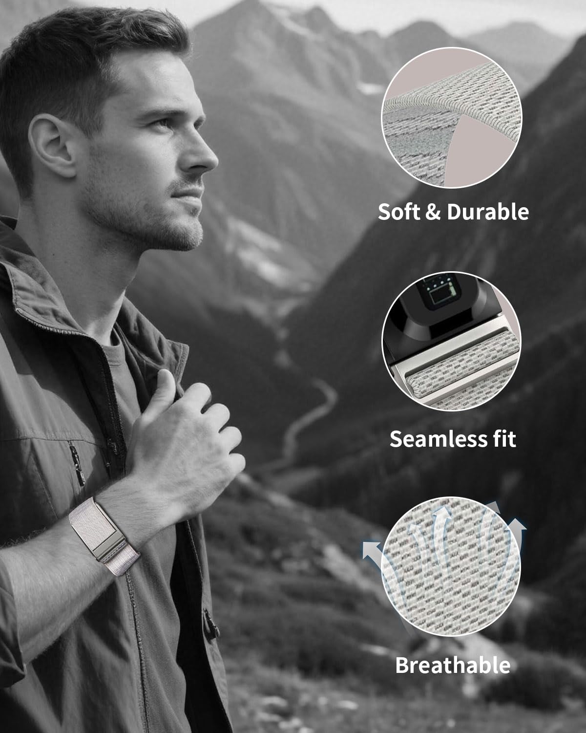 Msksjer Pulseras Deportivas Compatibles con WHOOP 5.0/MG Correa para Hombres y Mujeres-Suaves, Transpirables y Cómodas, Correas de Repuesto Ajustables – No compatibles con Gen 4 — view 4