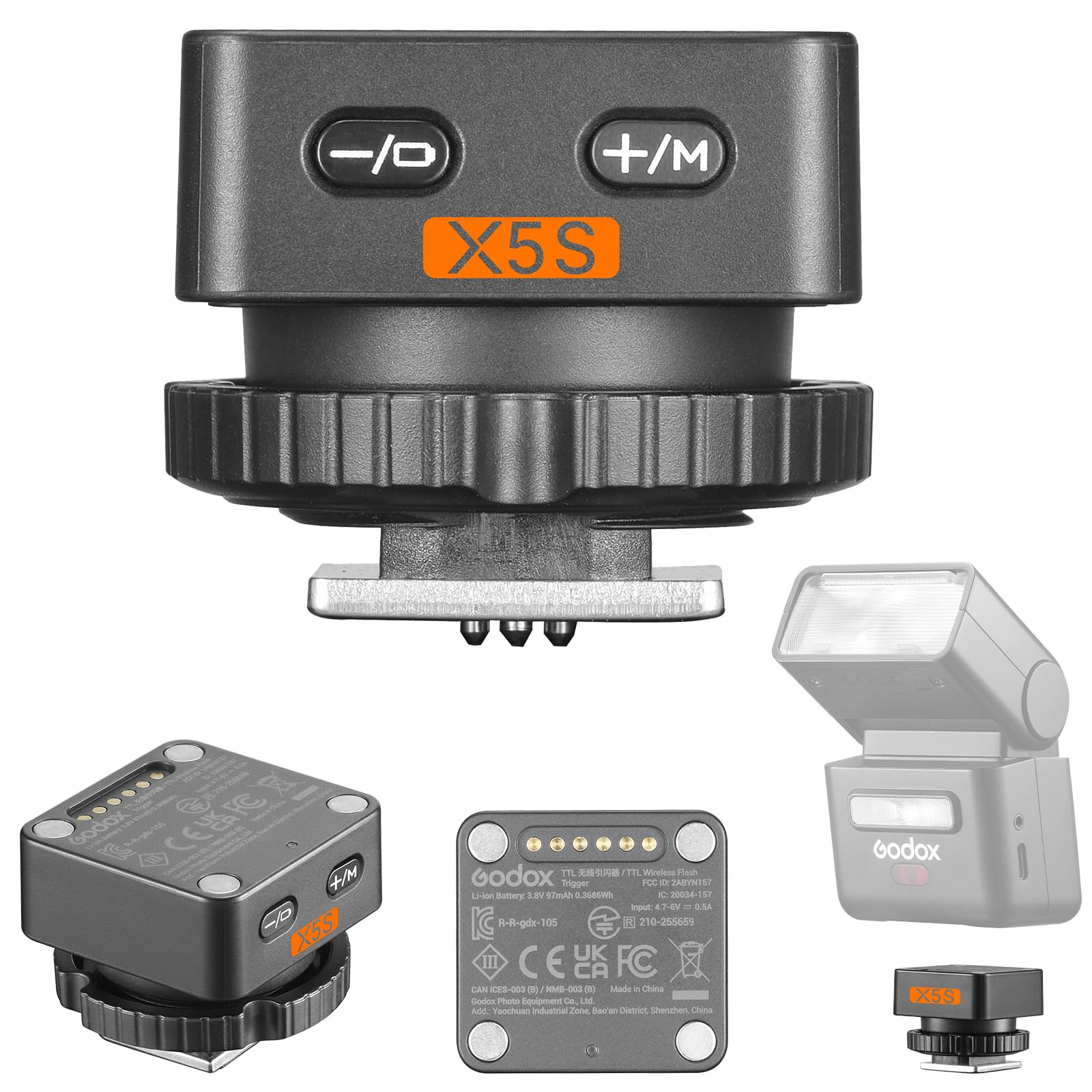Godox X5S TTL Wireless Flash Trigger 2,4 GHz Cavo Sincrono 2,5 mm Attivatore per Slitta per iT32 Flash Completamente Carico 4000 Flash Batteria Integrata e Indicatore Luminoso per Sony