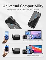 Vista 6 de Micrófono Lavalier inalámbrico para iPhone 16 15, Android, tableta, PC, mini micrófono de 3 niveles con reducción de ruido AI, micrófono de iPhone