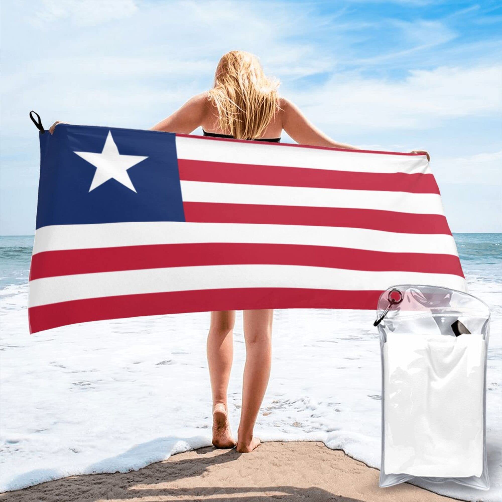 Lsjuee Flag of Liberia Microfiber Beach Towel-Quick Dry Oversized Towels Blanket for Travel Pool Camping