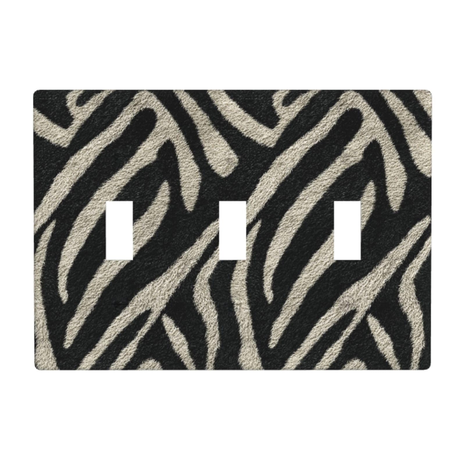 Woshuwo White Black And Zebra Print Pattern Light Switch Covers 3 Gang Triple Toggle Wall Plate Switchplate Electrical Faceplate For Bathroom Kitchen Bedroom Decor