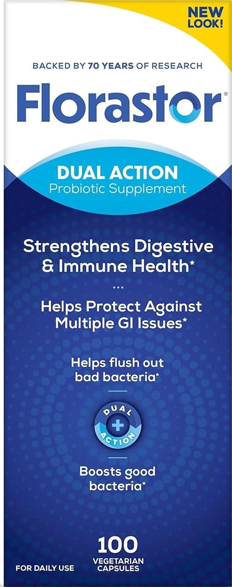 Probiótico Florastor para la salud digestiva e inmune, 100 cápsulas | Probióticos para mujeres y hombres, ayudan a eliminar bacterias no deseadas y potencian lo bueno con nuestra cepa única Saccharomyces Boulardii