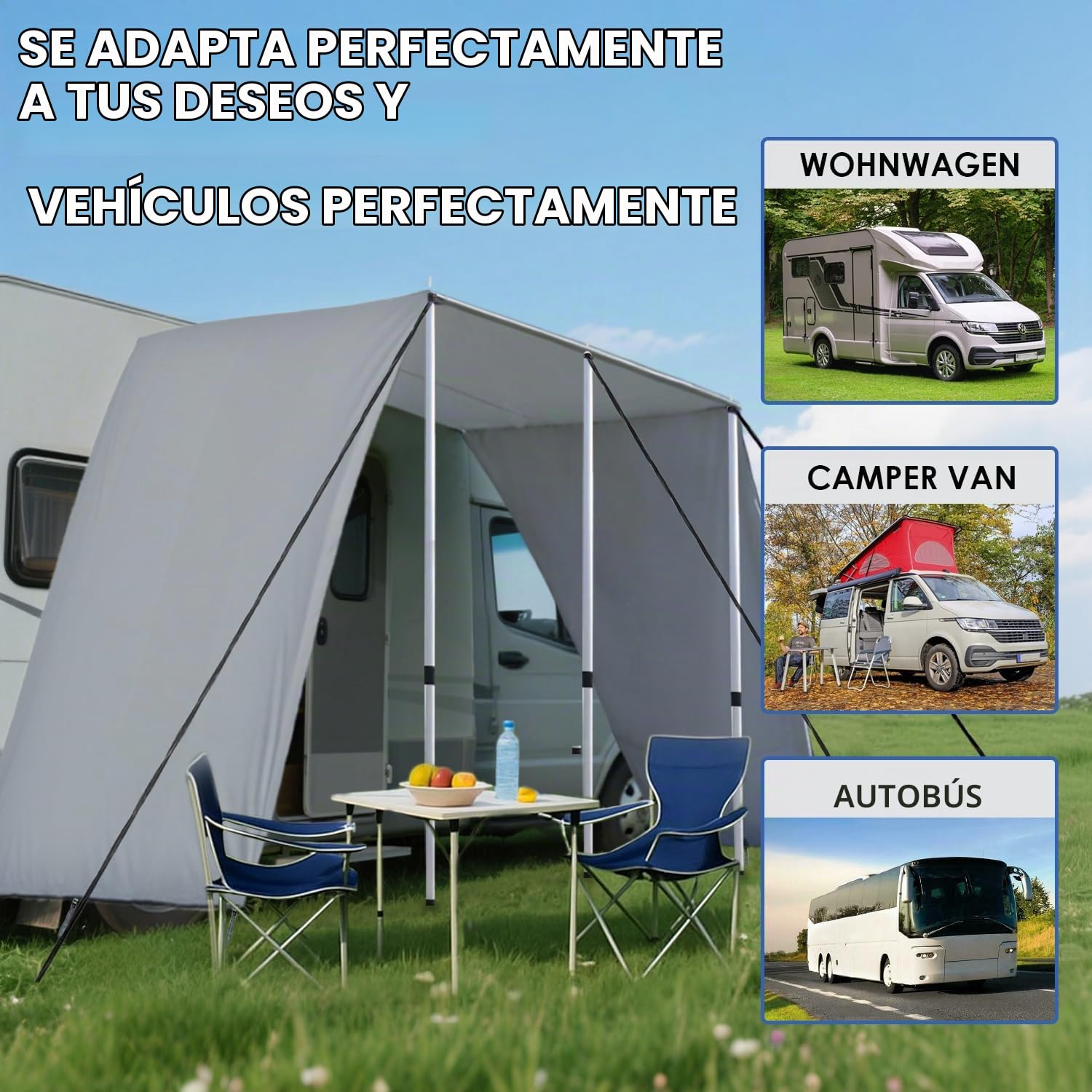 Caravana, Avance Furgoneta, Avance Caravana, Toldo Caravana, Riel Caravana 4m (4-7mm), Furgoneta Camper 4 X 2.4m, Toldo Camper, Coche, para Coche, Camping