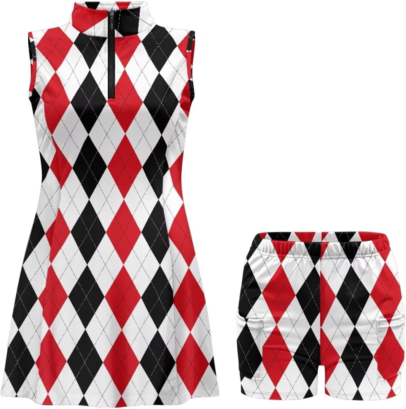 Golf Dress for Women Activewear Summer Sleeveless Dry Fit Dresss with Built in Shorts Work Out Half Zip