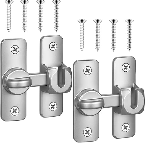 Paquete de 2 cerraduras de puerta de granero de 90180 grados, pequeños cierres de puerta abatible, cerradura de pestillo giratorio, cerraduras de