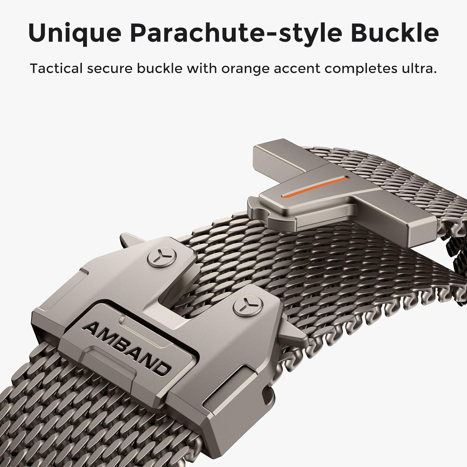 amBand Milanese Loop for Apple Watch Ultra 3/2/1 49mm, Stainless Steel Mesh with Secure Parachute-Style Buckle, Non-magetic Clasp, Breathable & Comfortable Luxury Band for Men - Image 3