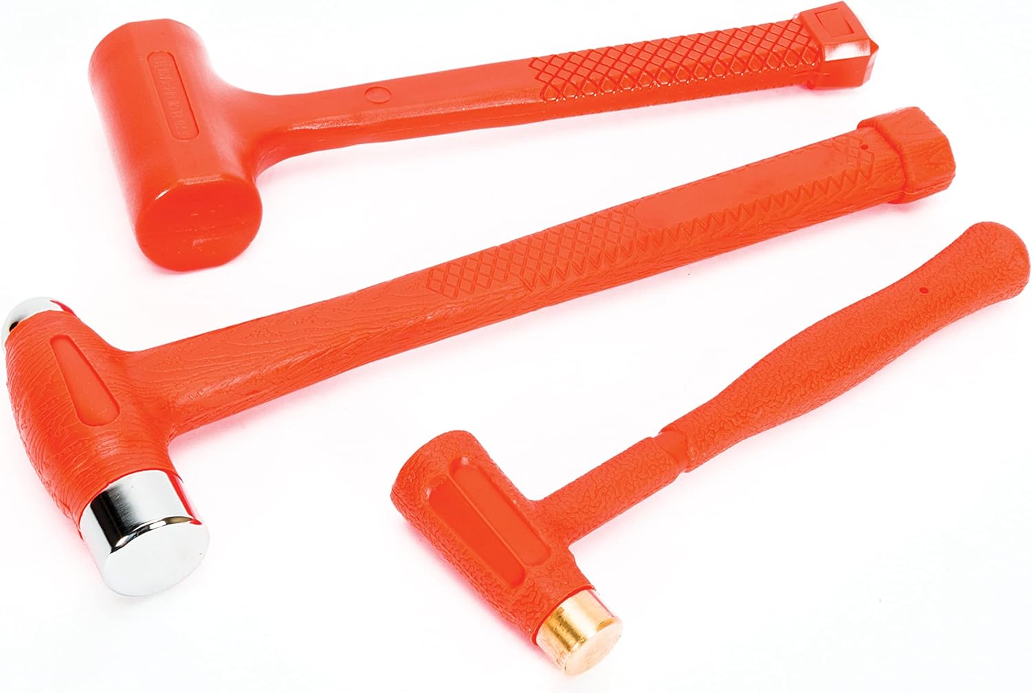 Premium 3-Piece Deadblow Hammer Set | Brass Cap, Ball Peen, Deadblow | Non-Slip Grip | Professional Grade Tools