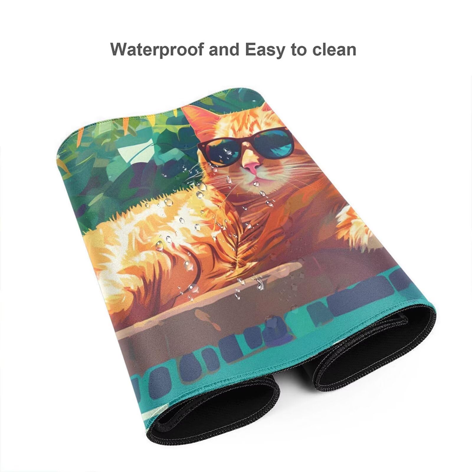 Alfombrilla Ratón Gato Alfombrilla Ratón XXL 1600 x 800 mm, Egipcio Mouse Pad Gaming con Bordes Cosidos, Impermeable Mousepad XXL Base de Goma Antideslizante Duradera, Mouse Pad para Oficina Q1042