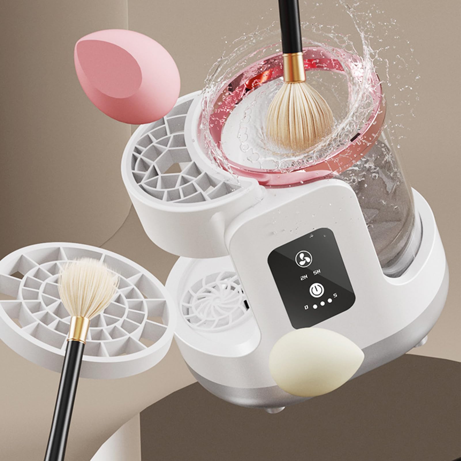 Pulitore Elettrico Per Pennelli Da Trucco,Asciugatura Rapida E Lavaggio Delicato | Pulitore Elettrico Per Pennelli | Per Appassionate Trucco Casa Bellezza Ombretti