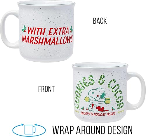 Miniatura 5 de Silver Buffalo Peanuts Snoopy - Taza de cerámica para caravana con galletas y cacao, 20 onzas