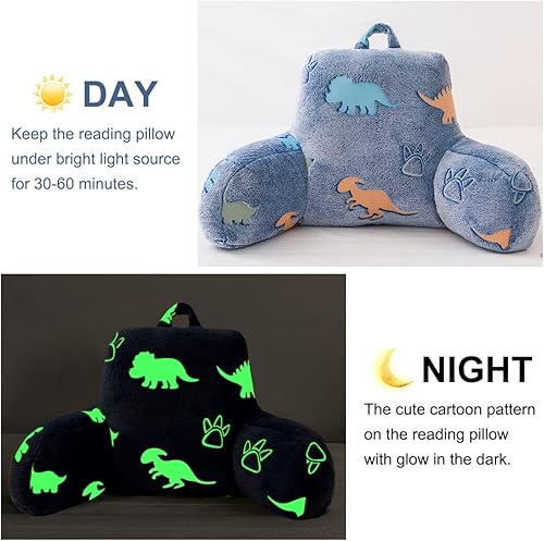 Miniatura 2 de Holawakaka Almohada de lectura que brilla en la oscuridad para sentarse en la cama, sofá para niños y adolescentes, almohada luminosa de respaldo de