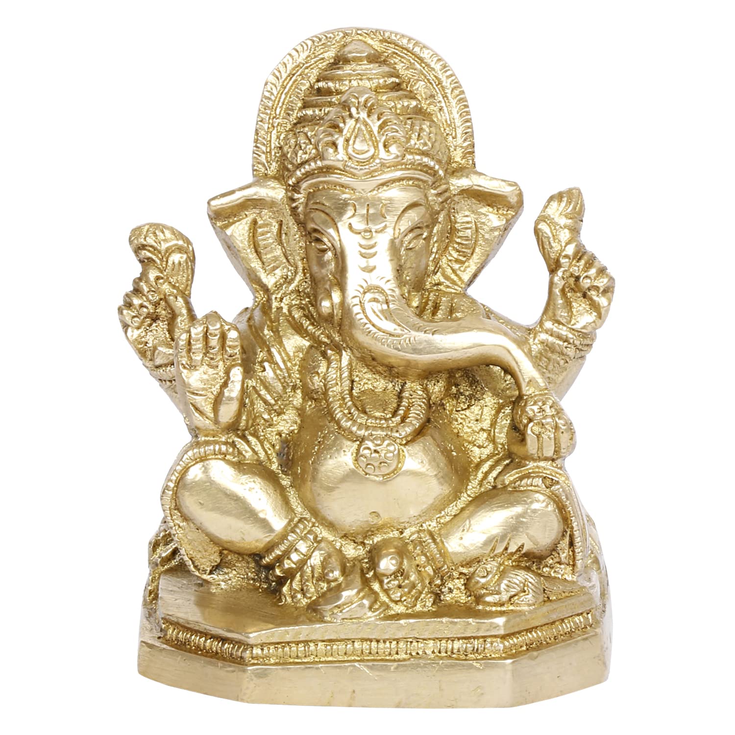 Statue de Ganesh Bhagwan en laiton pour décoration de maison, entrée, cadeau de Diwali, hauteur 9,5 cm, doré
