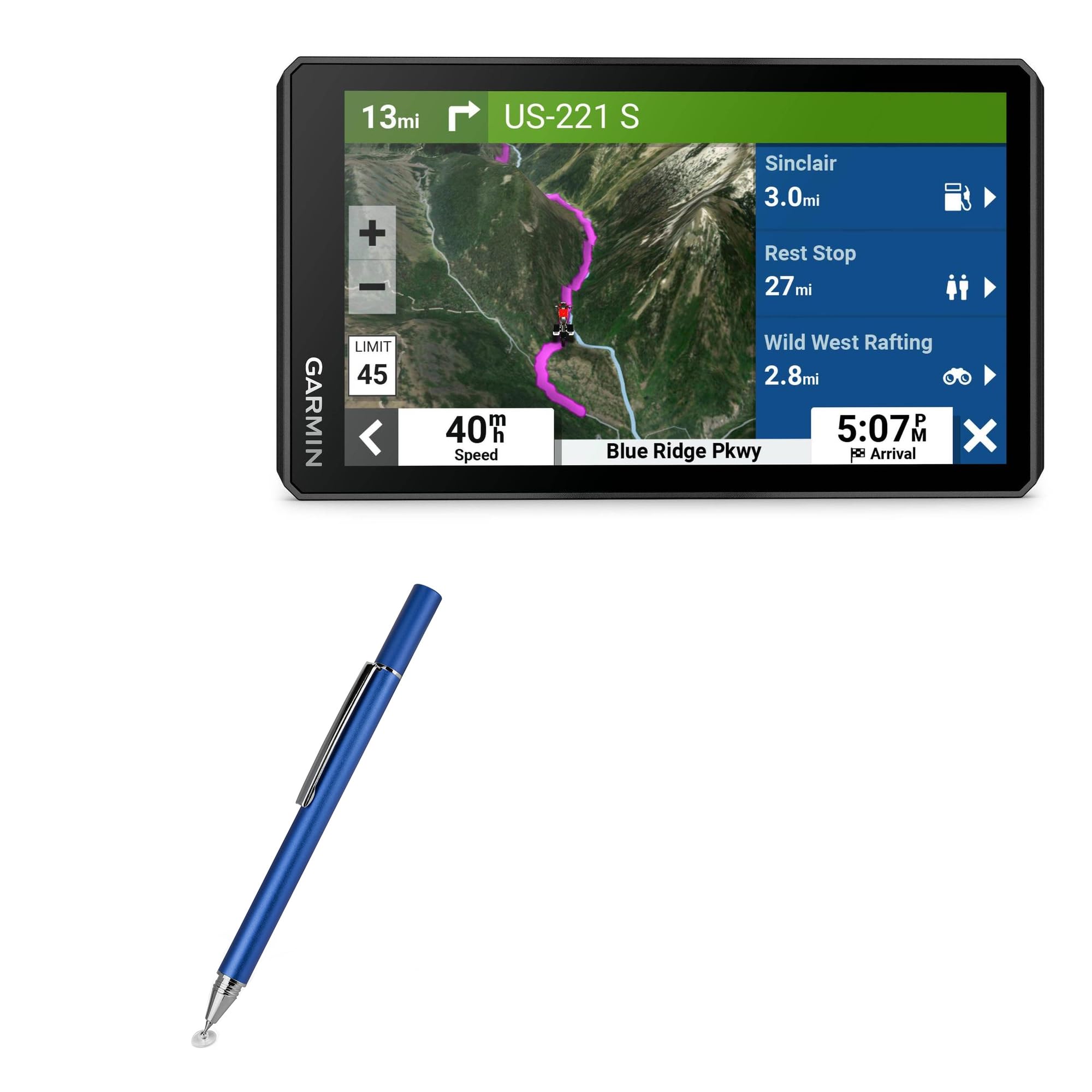 BoxWave Stylus Pen Compatible with Garmin Zumo XT2 - FineTouch Capacitive Stylus, Super Precise Stylus Pen - Lunar Blue