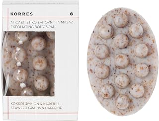 KORRES Sapone Corpo Esfoliante con Granuli di Alga Marina & Caffeina, Detersione delicata e rivitalizzante, con glicerina e olio di palma per pelle morbida e luminosa, vegana, 125 g