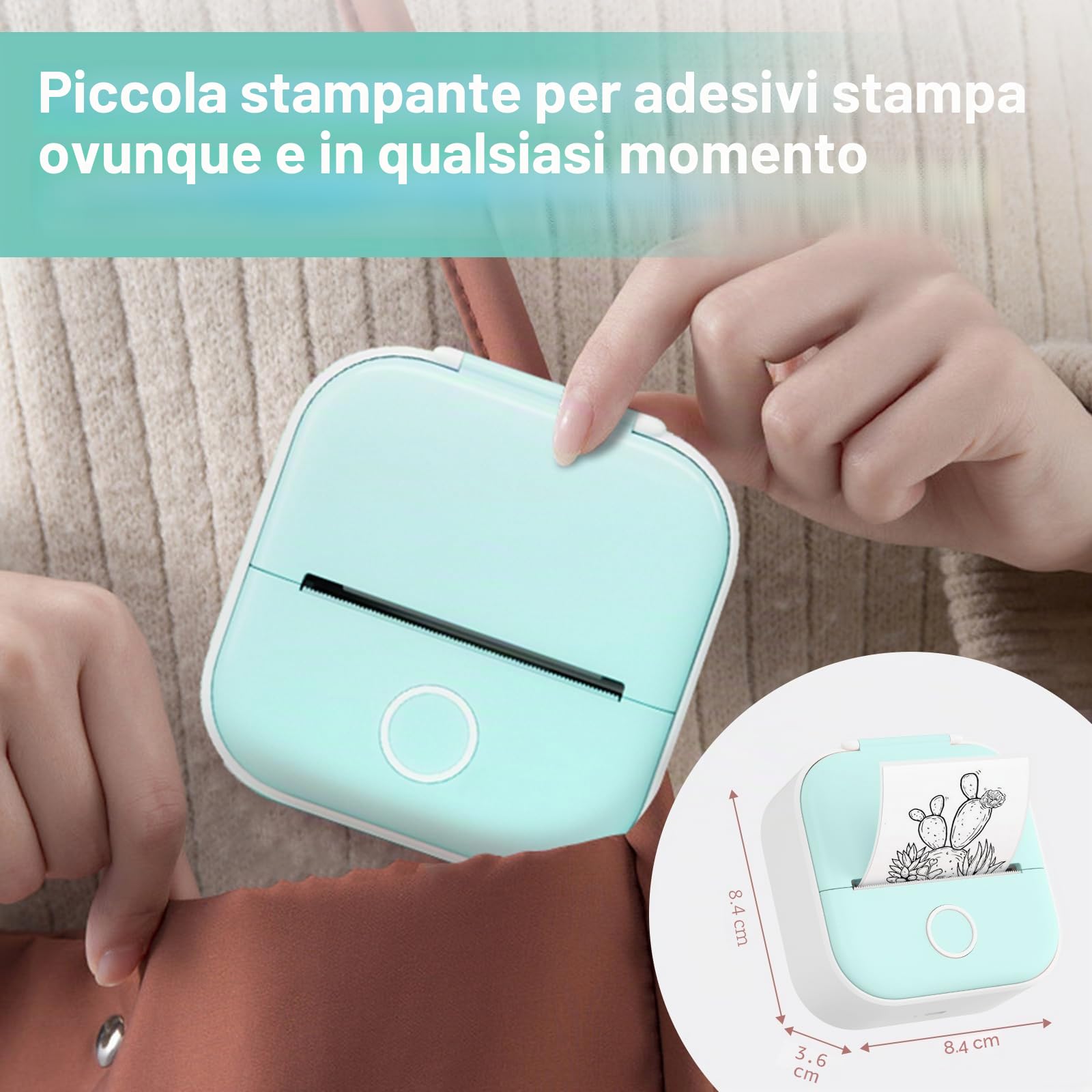 Mini stampante Print Pod, Stampante fotografica per telefono, Etichettatrice