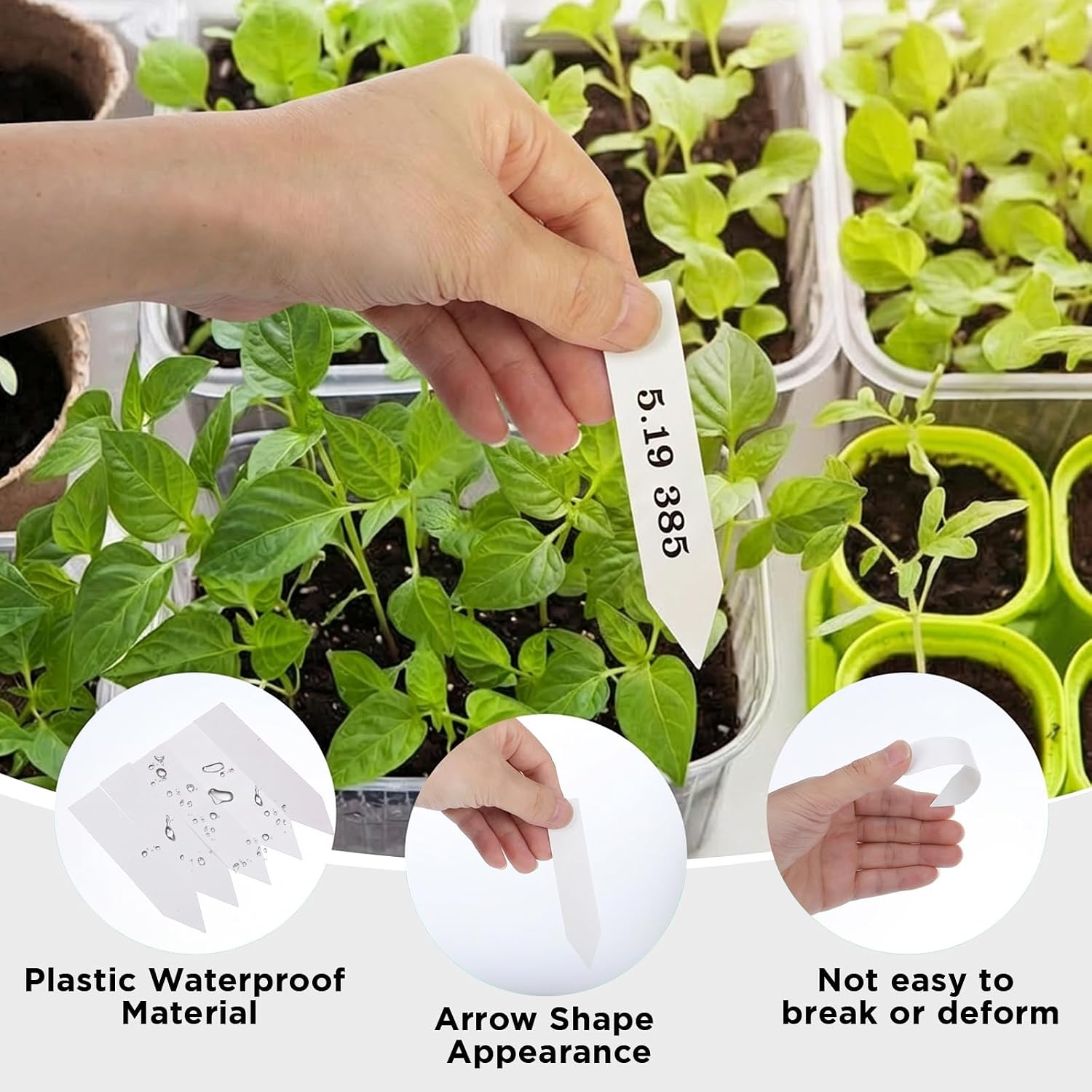 2000 Pcs Plastic Plant Labels 4'' Garden Plant Markers Nursery Name Tags Plant Markers White Waterproof Pot Label Stakes Planting Sticks for Seeds Summer Outdoor Indoor Garden Flowers, White image 3