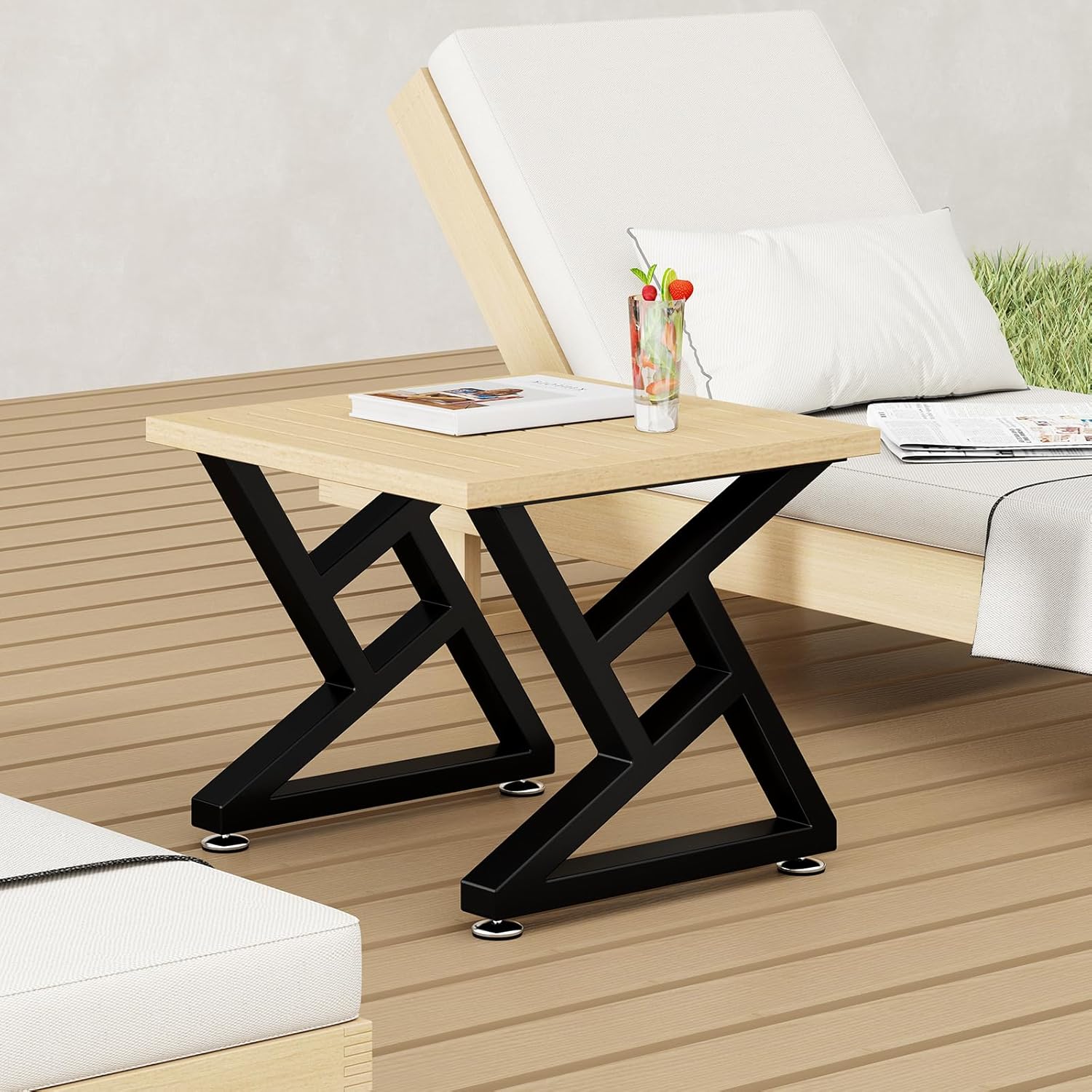 Metal Coffee Table Legs 16" H x 18" W Furniture Desk Bench Dining Table Legs with Adjustable Feet Gourd Shape Set of 2 Black