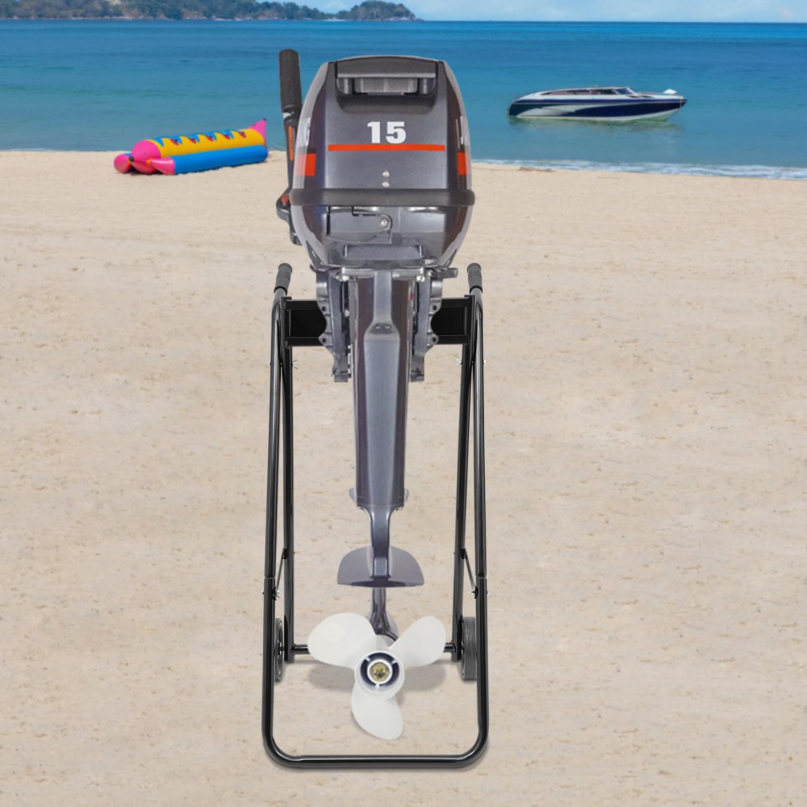 Carrello per il trasporto motore fuoribordo, pieghevole, portata 40 kg, in acciaio, 47 x 40 x 89,5 cm