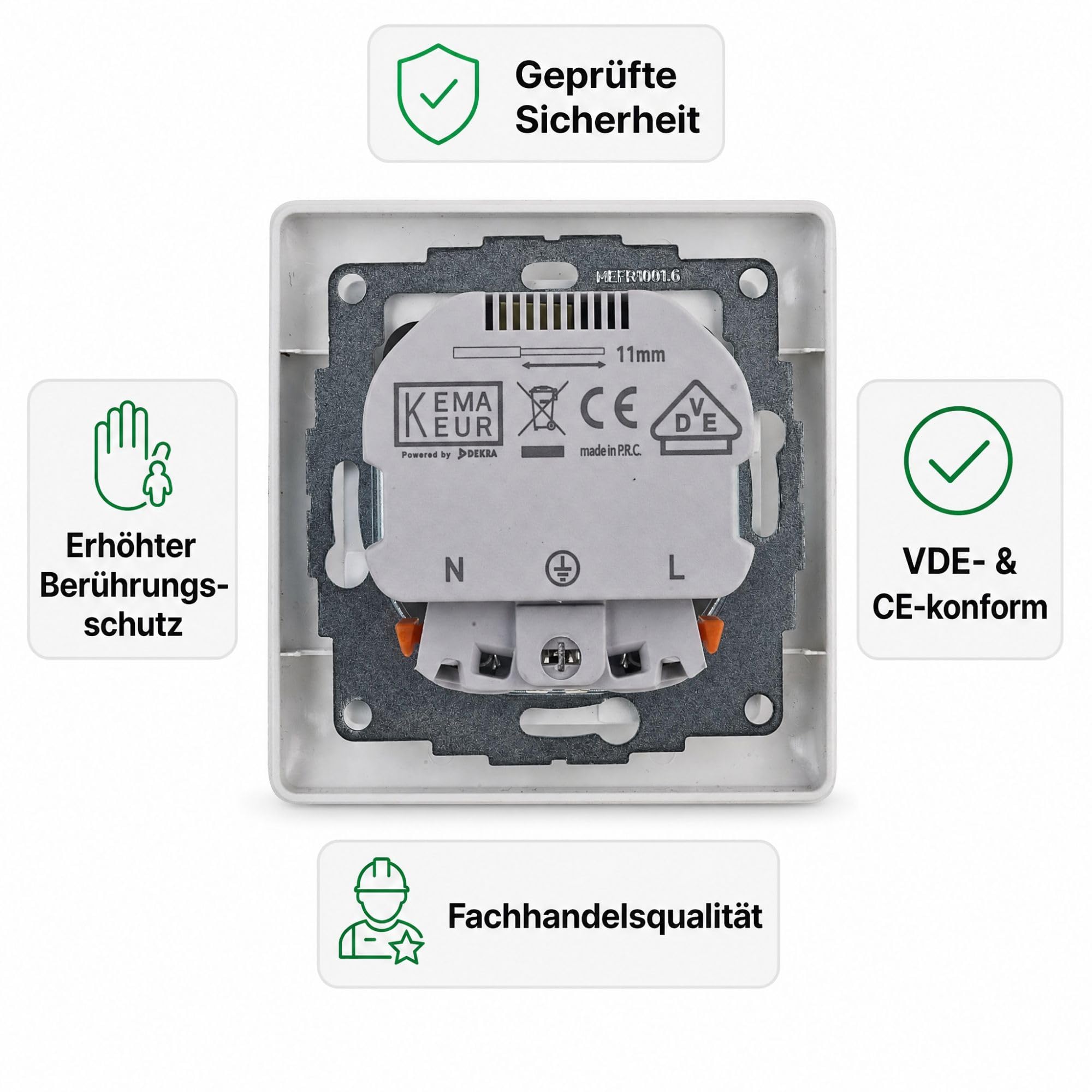 USB-Steckdose chargeMax unter Putz USB-A + USB-C mit Rahmen Ausführung 2USB, Tiefe nur 32mm, Set mit Abdeckung Gira S55 reinweiß glänzend
