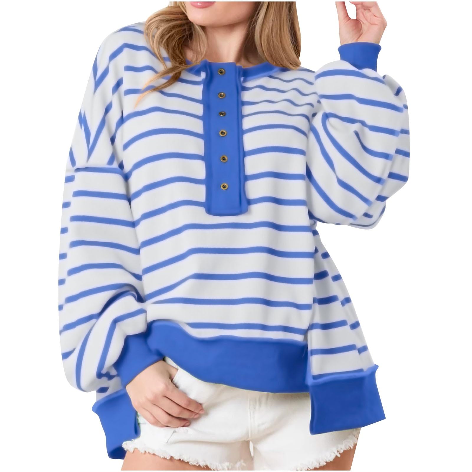 Women's Hoodless Sweatshirt Crew Neck Clashing Stripe Long Sleeve Sweatshirt Casual Sports Outdoor Workout Cute BF Style Y2K Autumn Winter UK