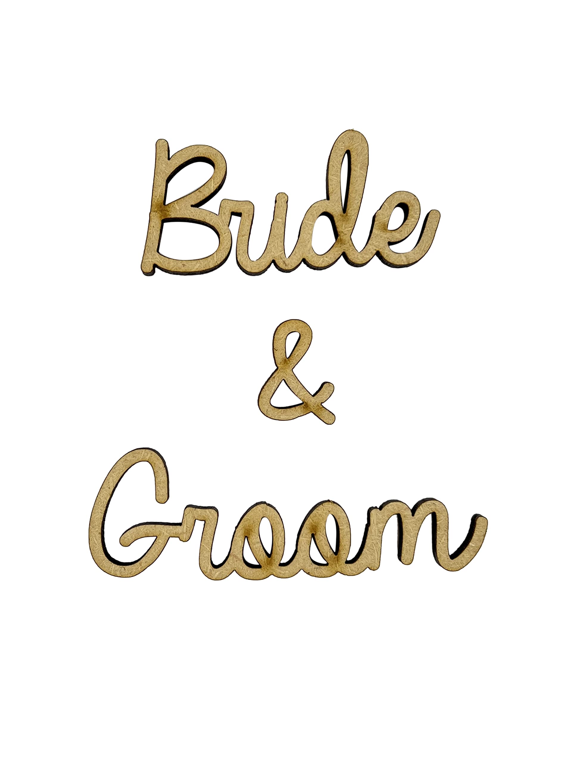 4x Bride & Groom Sets Words Wedding 6cm Wood Craft Embelishments Laser Cut Shape