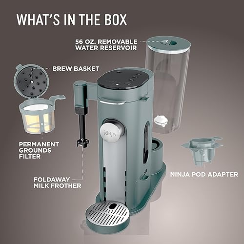 Miniatura 6 de Ninja Pods & Grounds Specialty - Cafetera de una sola porción, compatible con cápsulas K-Cup, espumador de leche integrado, tamaños de taza de 6
