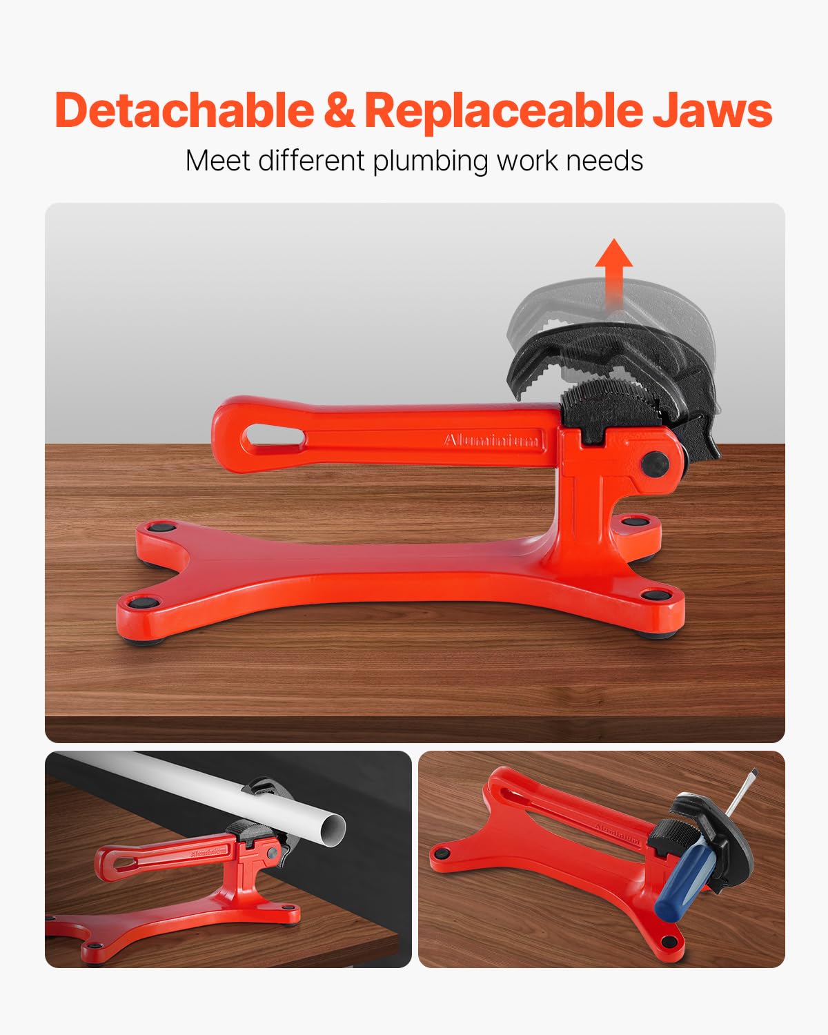VEVOR Przenośne imadło do rur, lekkie aluminiowe imadło do rur o pojemności zaciskowej 1/20.3 cm do 1-1/5.1 cm, idealne do instalacji hydraulicznych na miejscu, naprawy i konserwacji