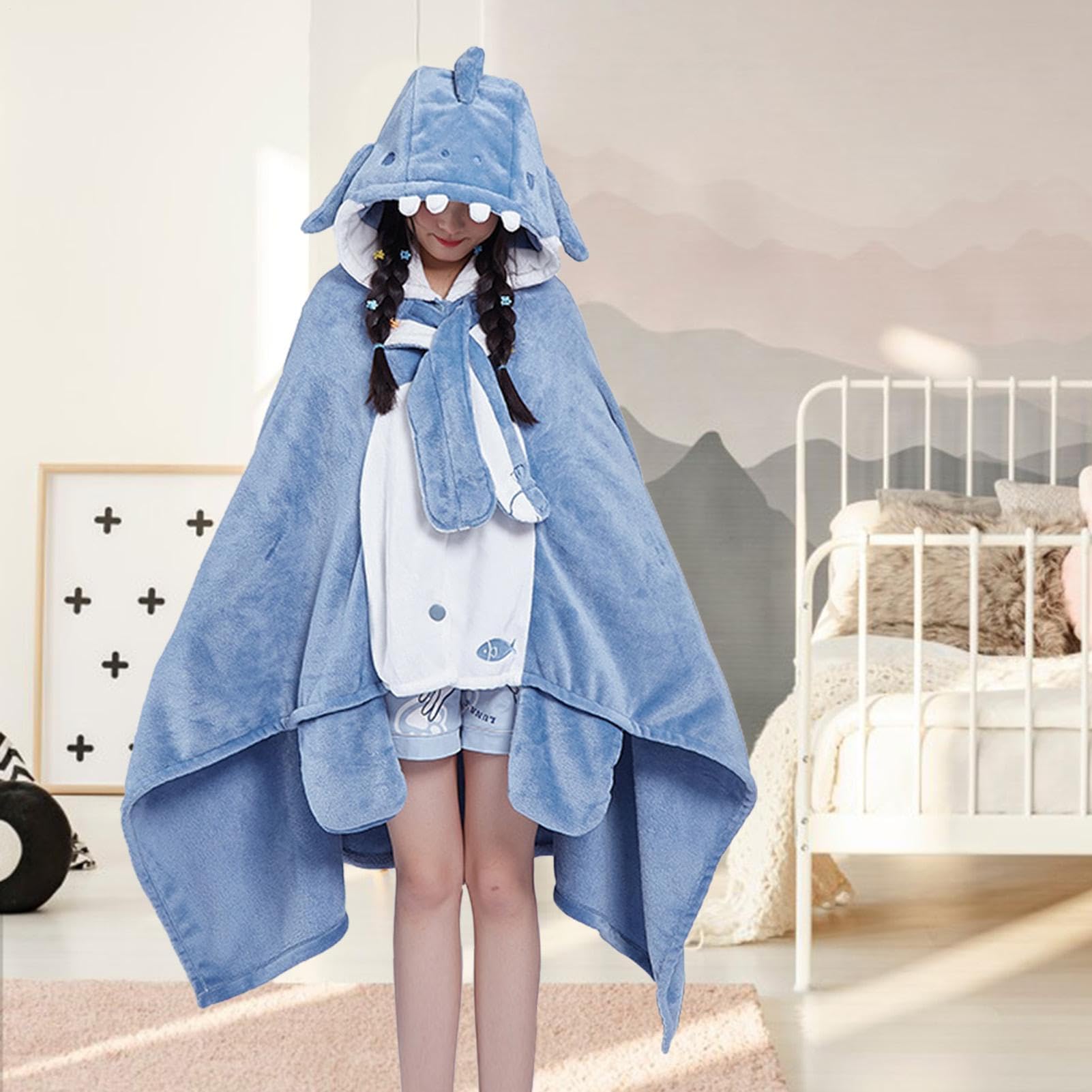 Coperta per costume da squalo – 150 cm Mantello portatile | coperta personale, morbido peluche avvolgente | per feste cosplay, divertenti per la casa, bambini e adulti, regalo