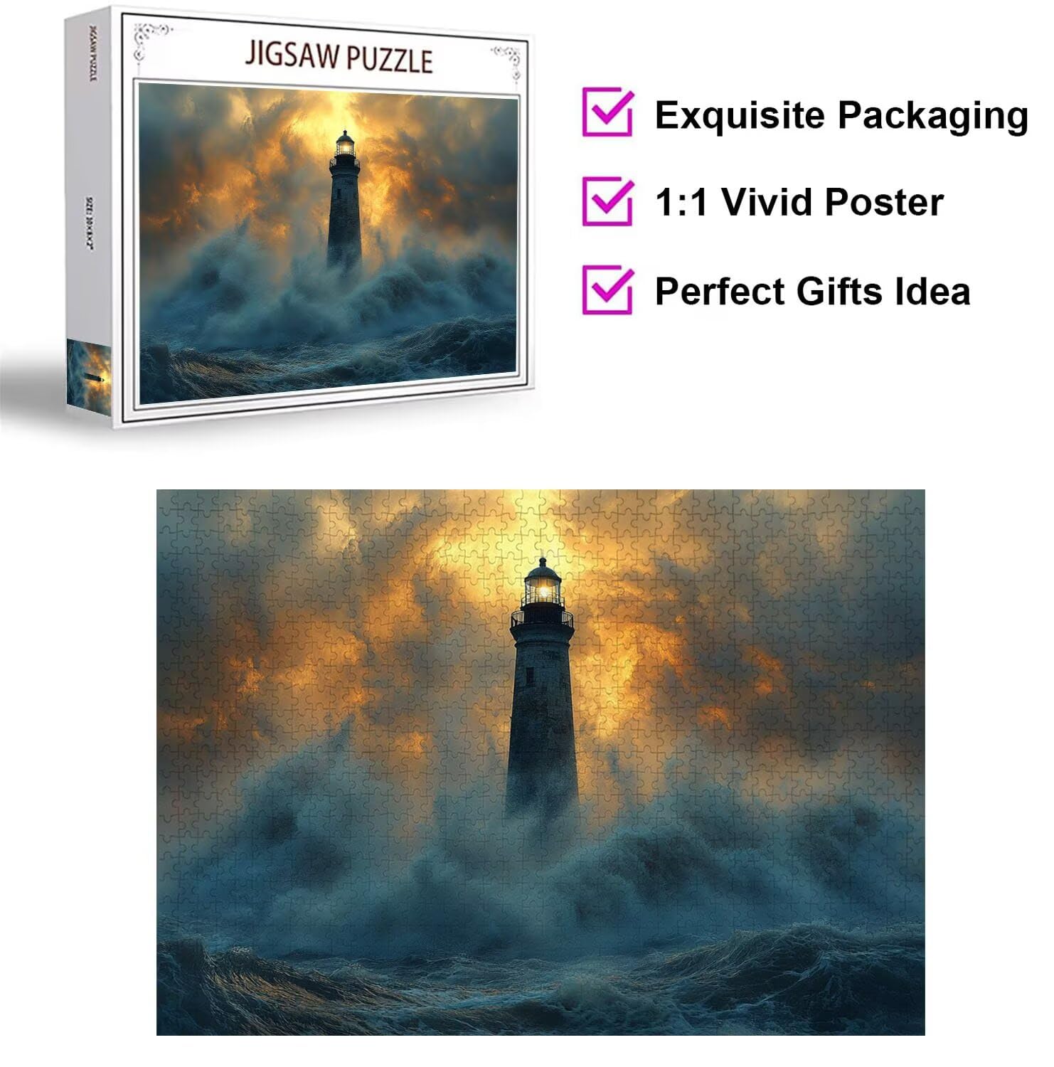 Puzzle 5000 Pezzi ondate Puzzle Adulti, Gioco Educativo, n-225 | Jigsaw Puzzles Faro, Impossibile Difficile Sfida, Classici Gioco Familiare, Giochi Divertenti, Idee Regalo