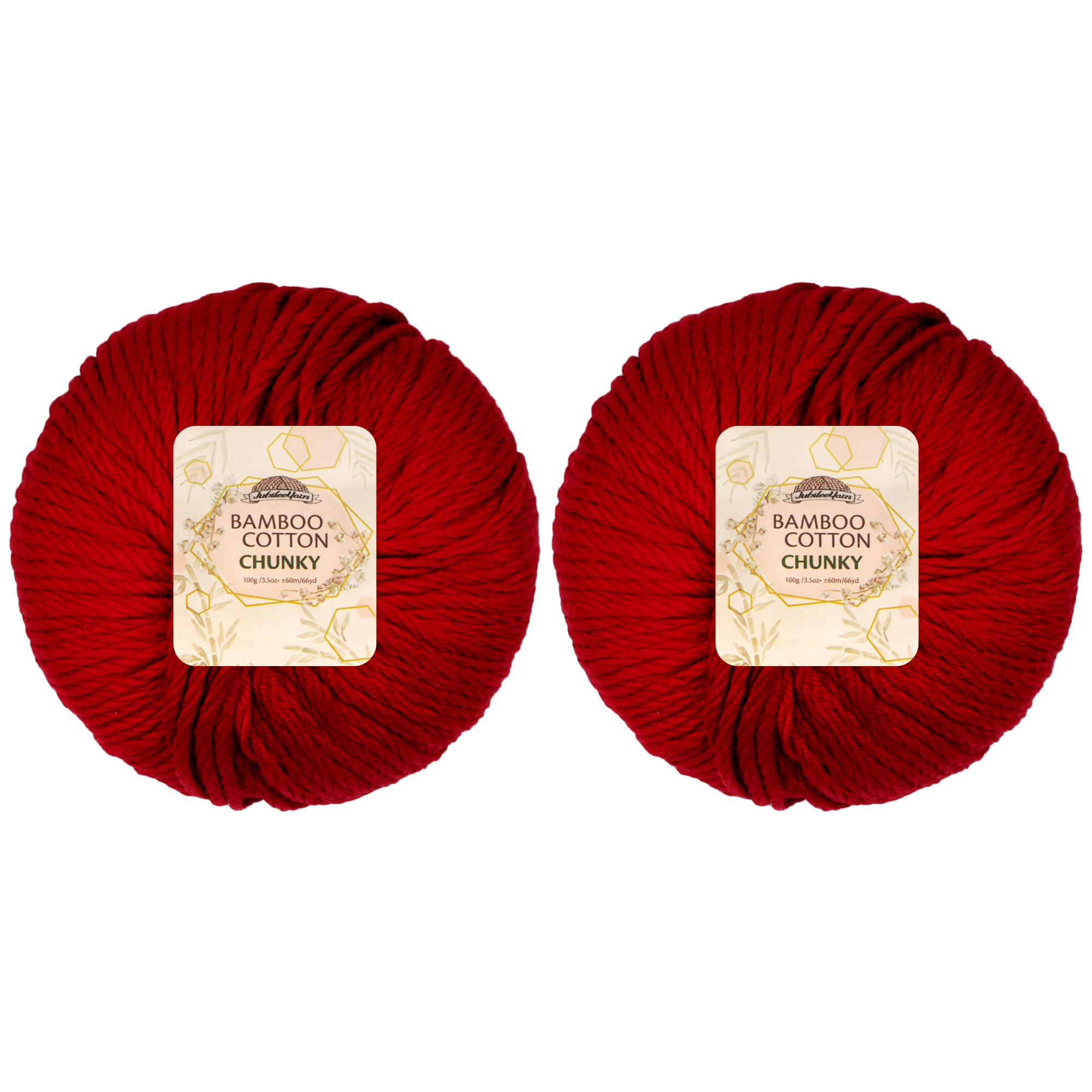 JubileeYarn Bamboo Cotton Chunky Yarn - 100g/Ball - Merlot - 2 Balls