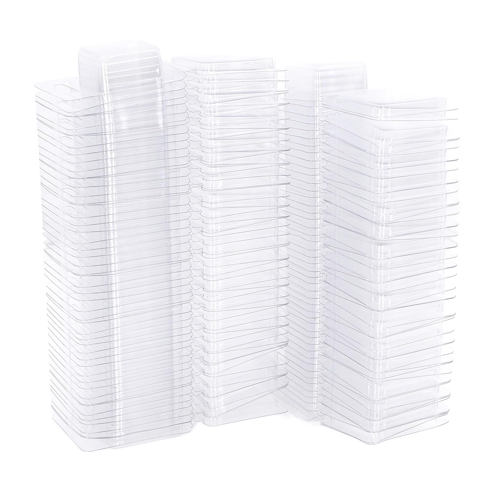 Kuuleyn Wax Melt Containers 100PCS Wax Melt PET Separate Transparent Hanging Hole Empty Wax Melt Container for DIY Candles Chocolate (Rectangular)