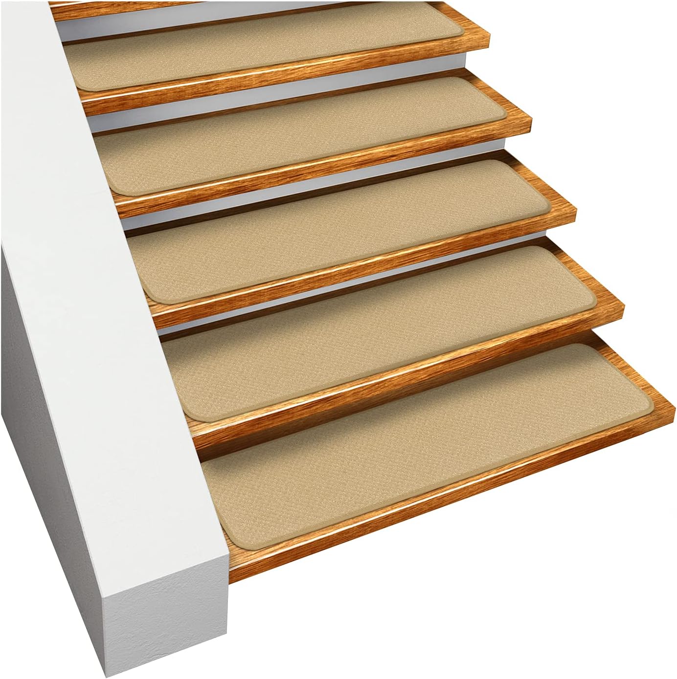 House, Home and More Set of 12 Skid-Resistant Carpet Stair Treads - Camel Tan - 8 Inches X 30 Inches