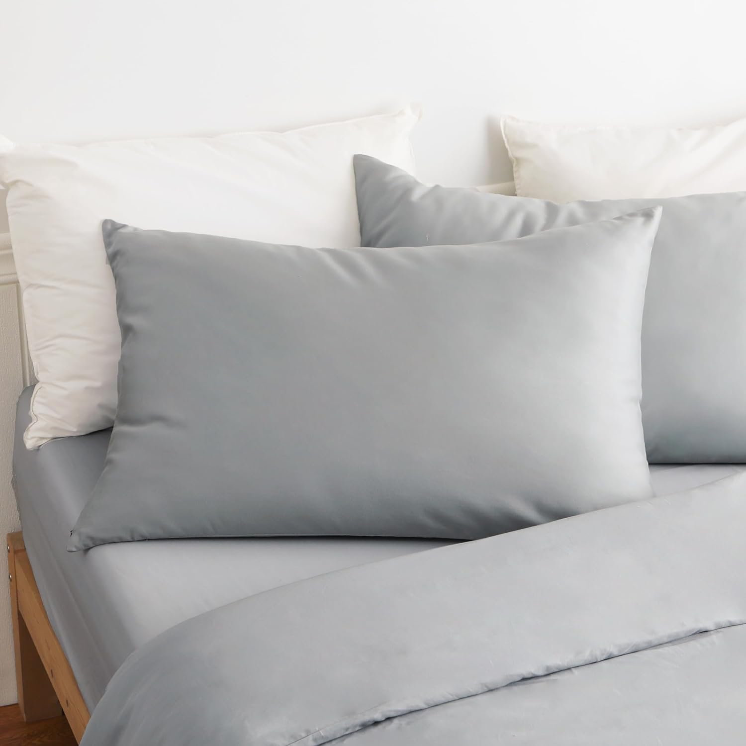 100% Cotton Classic Pillow Protectors with Invisible Zipper, 600 Thread Count Sateen Weave Soft and Breathable Pillow Cases, Protect Pillows from Dirt, Dust and Debris (Standard, 20"x26", Set of 2) - Image 6