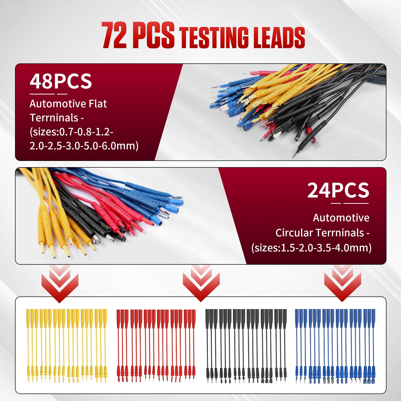 104-Piezas Cables Eléctricos Circuito Automóvil - MOTOCOCHE Kit Prueba Plomo Automoción: Sonda Eléctrica Multifunción con Conectores y Adaptadores para Multímetro