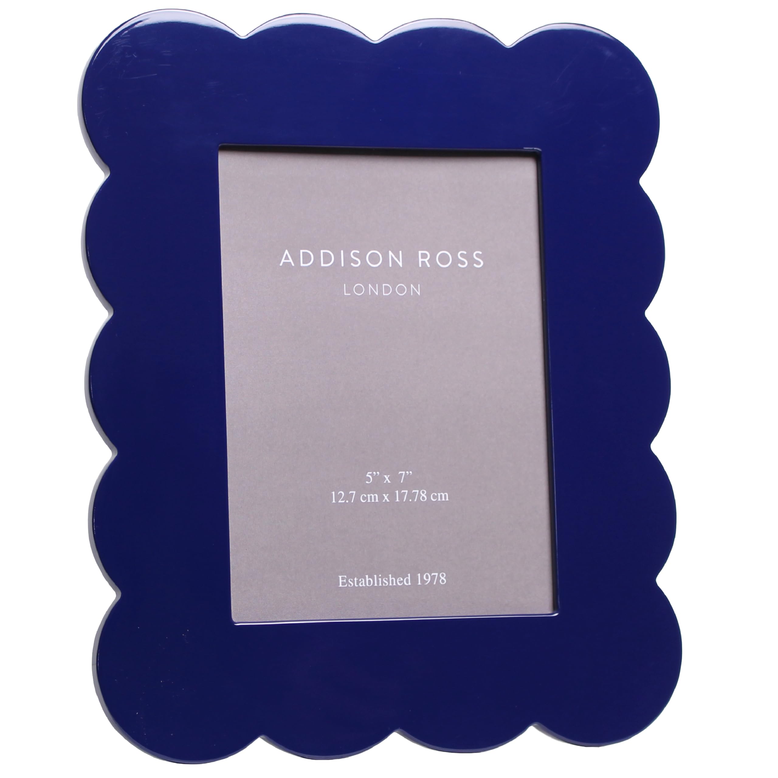 Addison Ross Navy Scalloped Photo Frame 7X5 - Portrait Or Landscape Display - Ideal Picture Frames For Gifting - Gift For Weddings, Birthday, Anniversary - Modern Design - 5Mm (Navy)