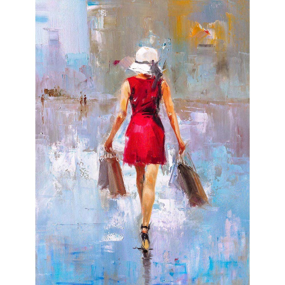 Wee Blue Coo Woman Shopping City Art Print Poster Wall Decor 12X16 Inch