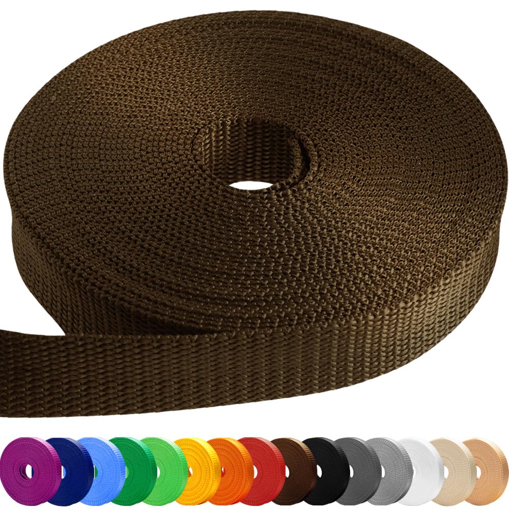 TECEUM 50 mm Webbing – Brown – 9 m – Strong Webbing for Outdoors Indoors Crafting DIY (2” 10y)