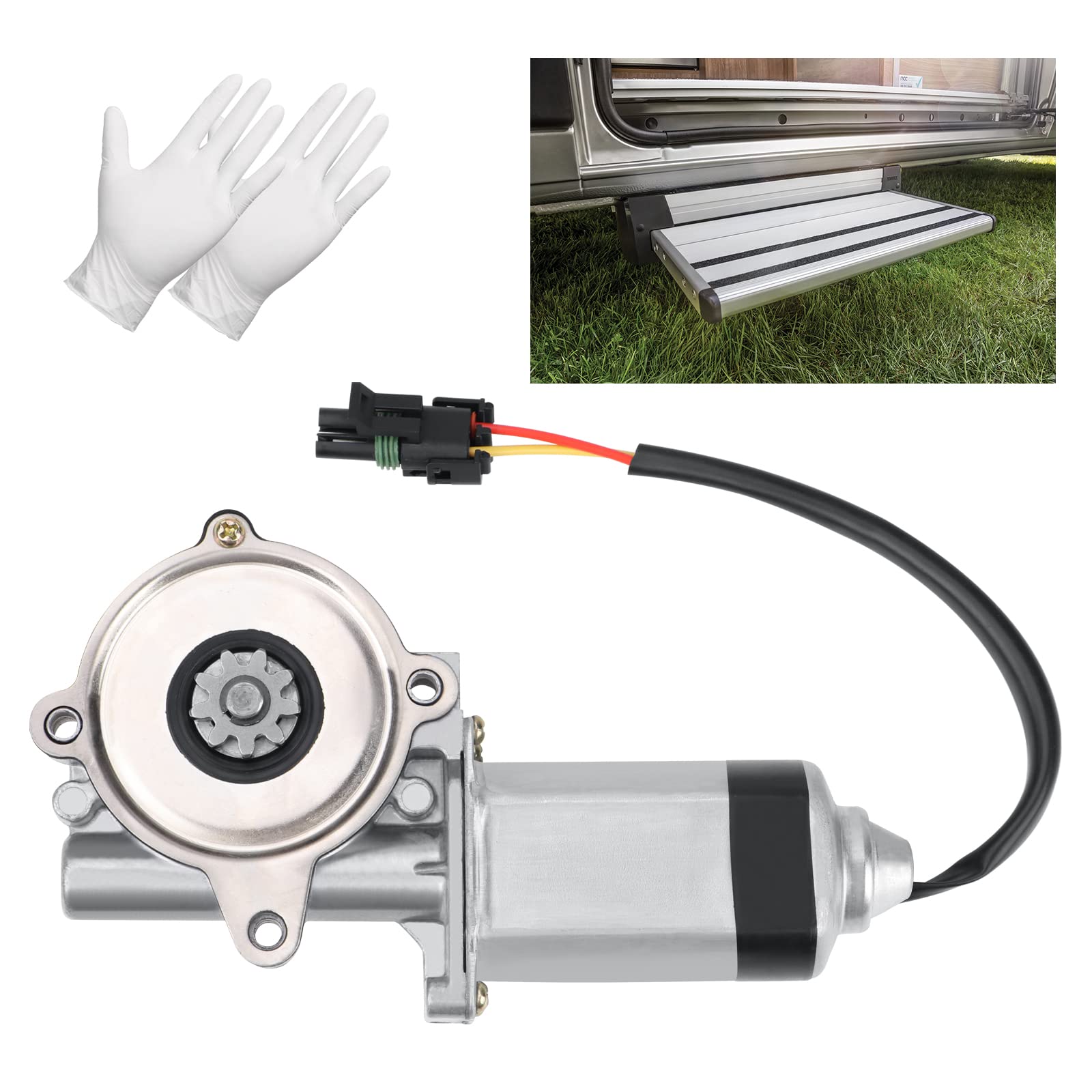 Parfyter 300-1406 RV Step Motor Compatible with RV, Coach, Motorhome, Toyhauler,Electric RV Stairs Entry Step Motor with Gloves，3001406,1820124,369506,301695,163669,SP-163669,SP-1636669