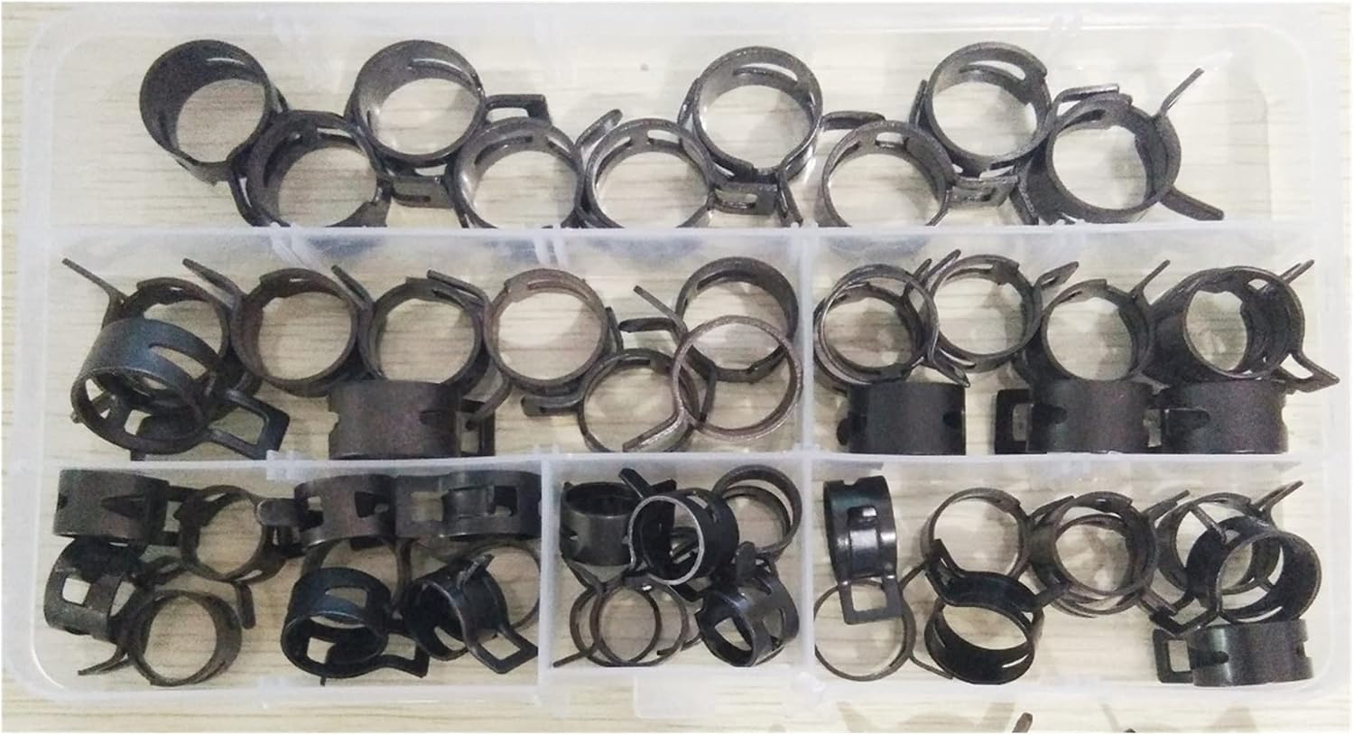 yaoqijie 60pcs Hose Clamps Fuel Hose Line Water Pipe Clamp Hoops Air Tube Fastener Spring Clips M11/12/13/14/15/16mm 1box Lasting
