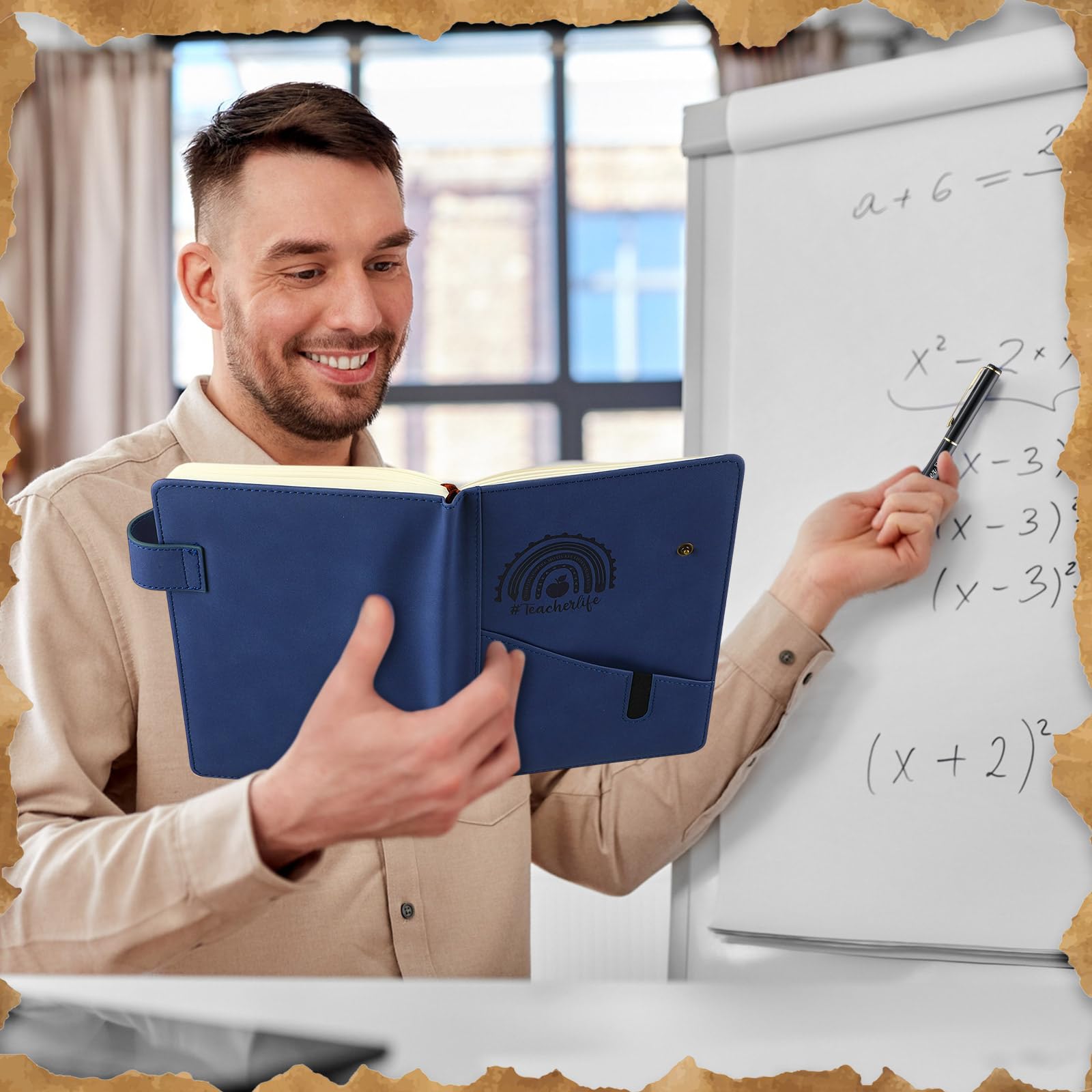 Dunzoom Set di 6 quaderni con penna per insegnanti, con copertina rigida, formato A5, in pelle, idea regalo per studenti, regalo di ringraziamento (arcobaleno)