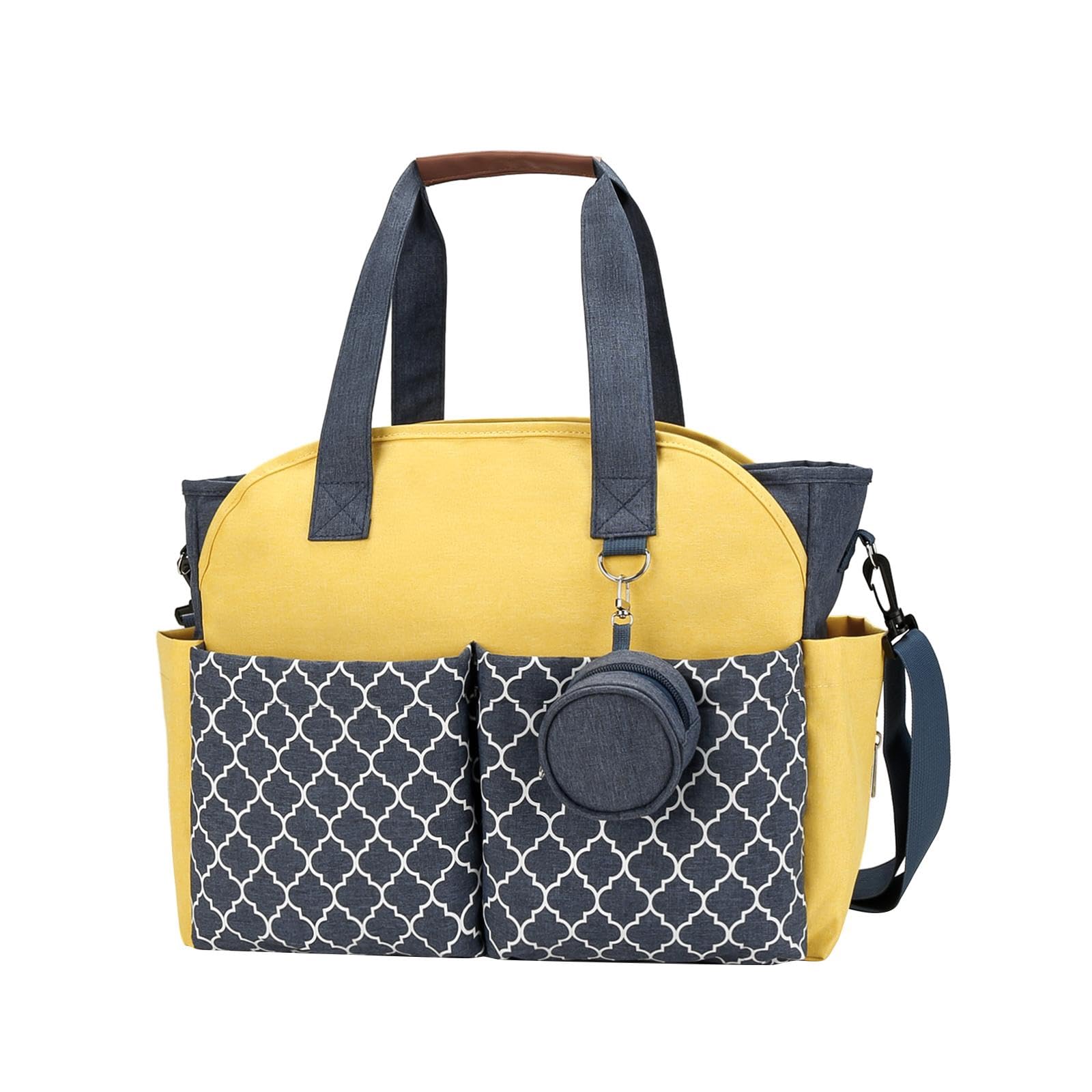 Perfeclan Multifunction Nursing Tote Bag, Versatile Motherhood Bag, Extra Large Diaper Organizer with Adjustable Strap, Portable Baby Care Bag for Travel and Daily Motherhood Activities, Blue Yellow