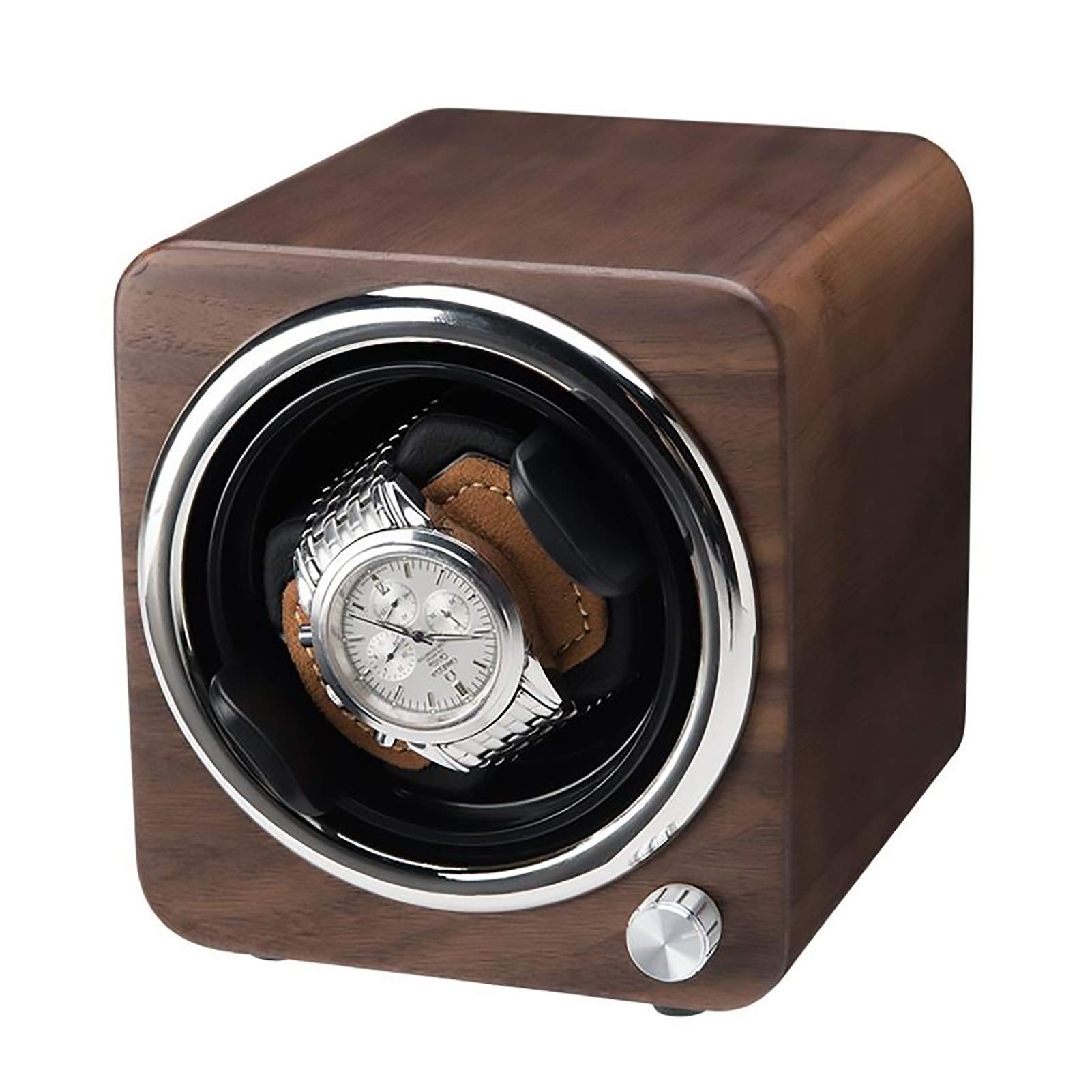 WMYYZYQ Spinner Winding Box Watch Winders - Wood Grain Mini Watch Shaker Silent Single Watch Winder Automatic Mechanical Watch Winding Box Collection Watch Storage Disp