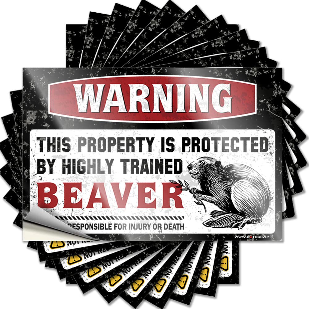 Teen Bedroom Decor, Sticker Football Cover Warning This Property is Protected By A Highly Trained Beaver | Winter Waterproof Vinyl Stickers(12X18CM)
