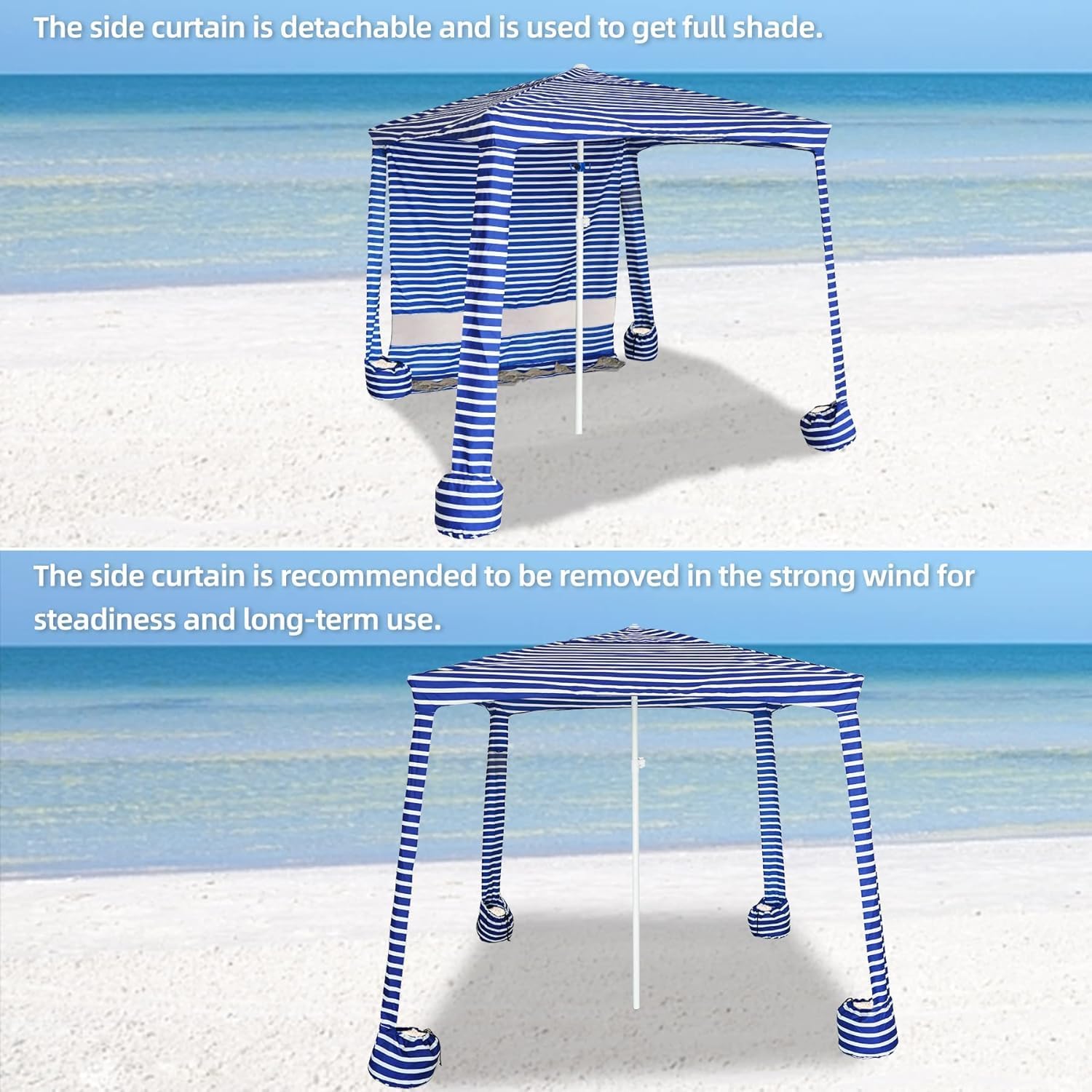 AMMSUN Beach Cabana Sidewall, Additional Privacy Sunwall for AMMSUN 6.2'×6.2' Beach Cabana, Easy Set Up and Take Down
